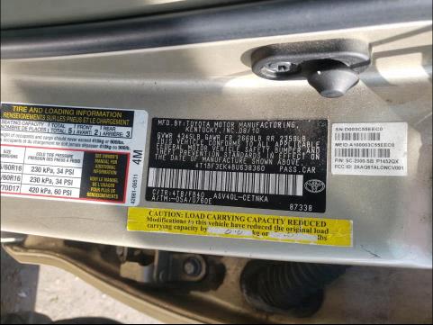 Photo 9 VIN: 4T1BF3EK4BU638360 - TOYOTA CAMRY BASE 