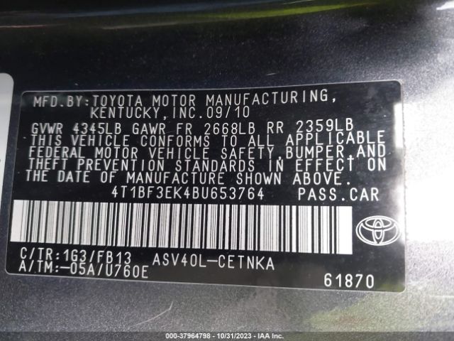 Photo 8 VIN: 4T1BF3EK4BU653764 - TOYOTA CAMRY 