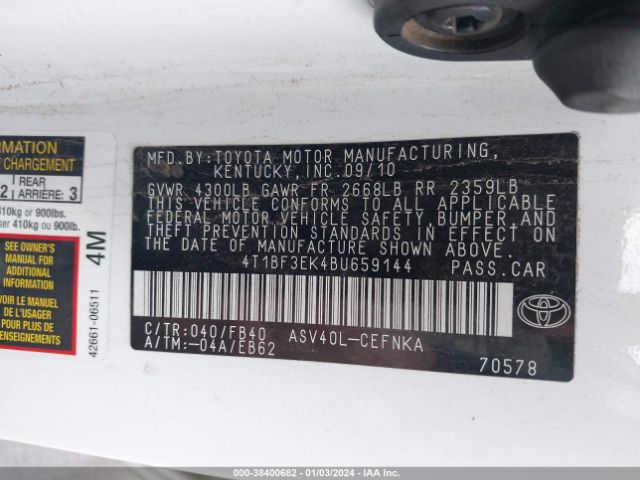 Photo 8 VIN: 4T1BF3EK4BU659144 - TOYOTA CAMRY 