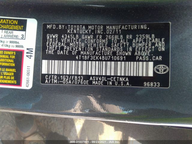 Photo 8 VIN: 4T1BF3EK4BU710691 - TOYOTA CAMRY 