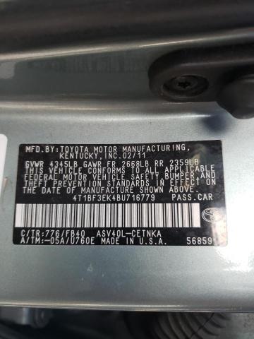 Photo 9 VIN: 4T1BF3EK4BU716779 - TOYOTA CAMRY BASE 