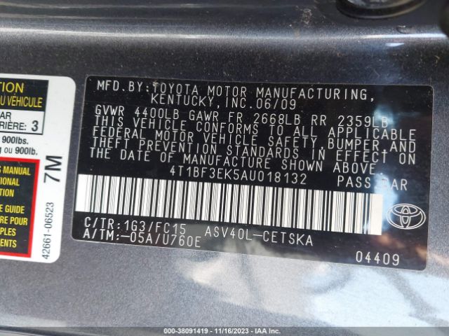 Photo 8 VIN: 4T1BF3EK5AU018132 - TOYOTA CAMRY 