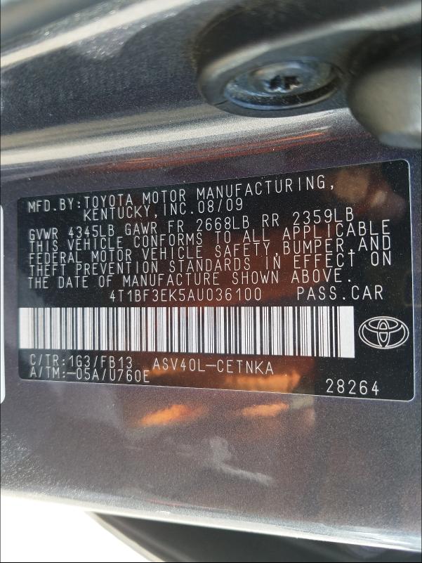 Photo 9 VIN: 4T1BF3EK5AU036100 - TOYOTA CAMRY BASE 