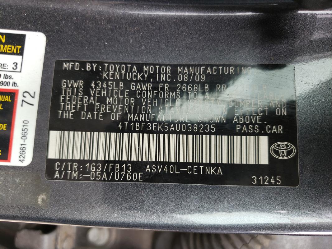 Photo 9 VIN: 4T1BF3EK5AU038235 - TOYOTA CAMRY 