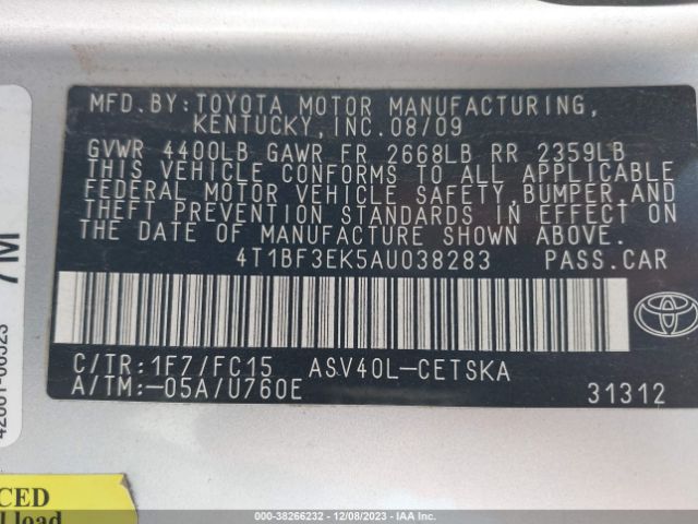 Photo 8 VIN: 4T1BF3EK5AU038283 - TOYOTA CAMRY 