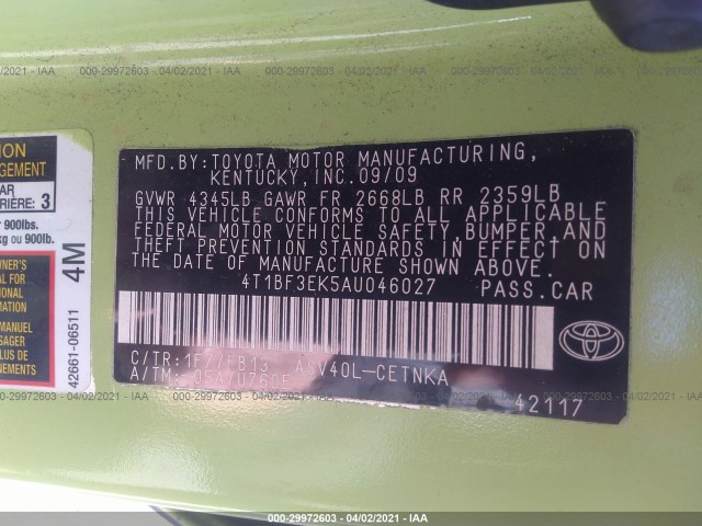 Photo 8 VIN: 4T1BF3EK5AU046027 - TOYOTA CAMRY 