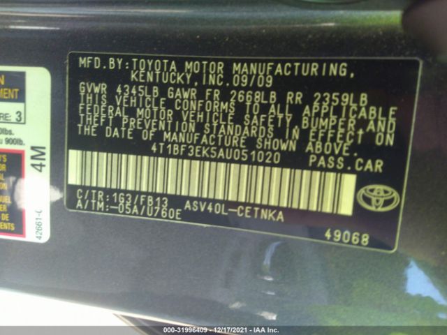 Photo 8 VIN: 4T1BF3EK5AU051020 - TOYOTA CAMRY 