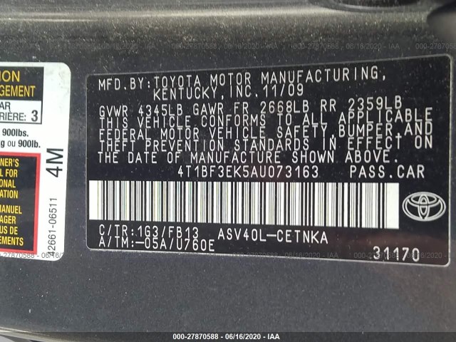 Photo 8 VIN: 4T1BF3EK5AU073163 - TOYOTA CAMRY 