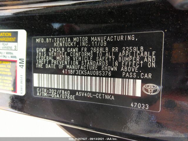 Photo 8 VIN: 4T1BF3EK5AU085376 - TOYOTA CAMRY 