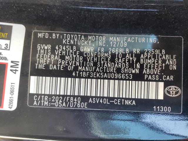 Photo 9 VIN: 4T1BF3EK5AU096653 - TOYOTA CAMRY BASE 