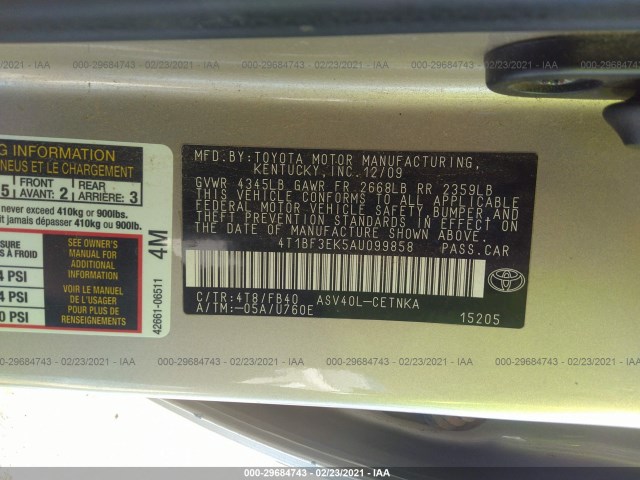 Photo 8 VIN: 4T1BF3EK5AU099858 - TOYOTA CAMRY 