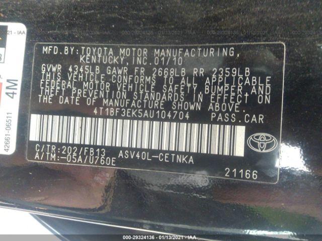 Photo 8 VIN: 4T1BF3EK5AU104704 - TOYOTA CAMRY 