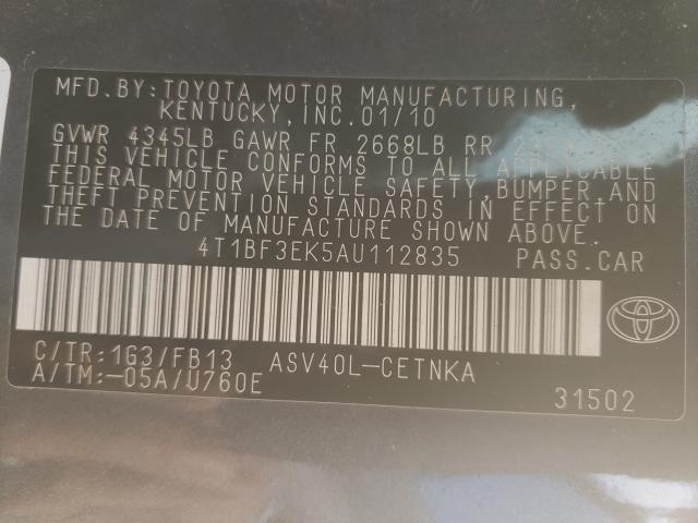 Photo 9 VIN: 4T1BF3EK5AU112835 - TOYOTA CAMRY BASE 