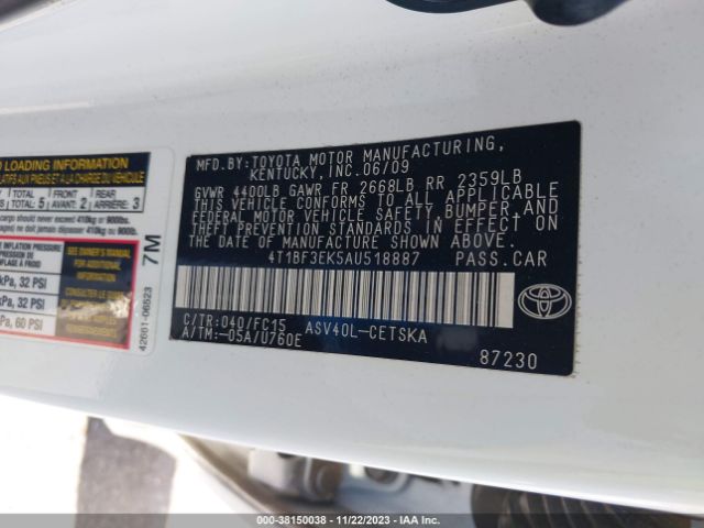 Photo 8 VIN: 4T1BF3EK5AU518887 - TOYOTA CAMRY 