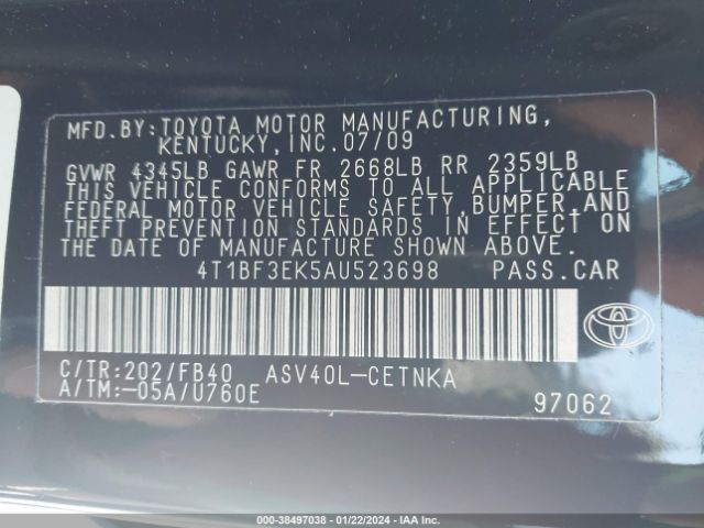 Photo 8 VIN: 4T1BF3EK5AU523698 - TOYOTA CAMRY 