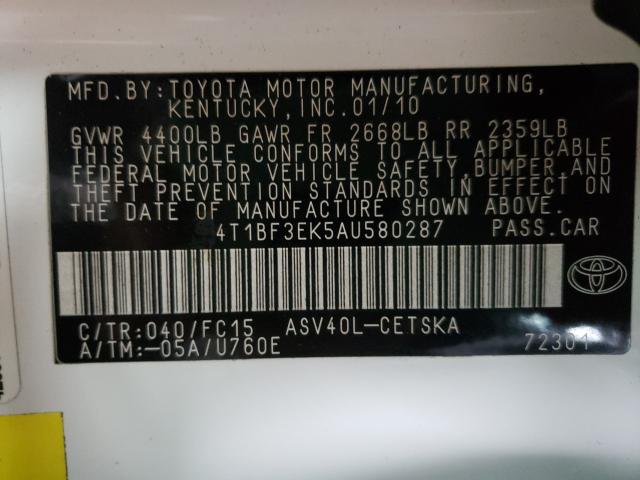 Photo 9 VIN: 4T1BF3EK5AU580287 - TOYOTA CAMRY BASE 