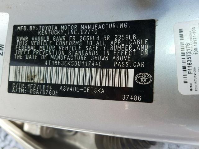 Photo 9 VIN: 4T1BF3EK5BU117440 - TOYOTA CAMRY BASE 