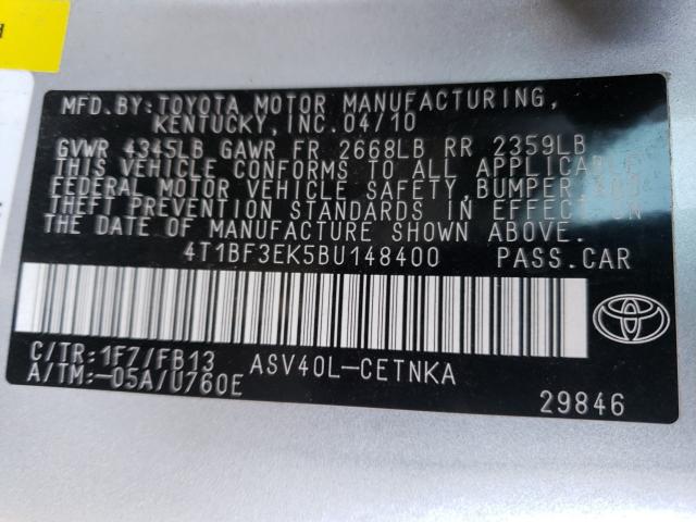 Photo 9 VIN: 4T1BF3EK5BU148400 - TOYOTA CAMRY BASE 