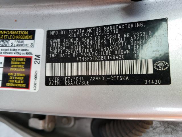 Photo 9 VIN: 4T1BF3EK5BU149420 - TOYOTA CAMRY BASE 