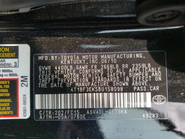 Photo 9 VIN: 4T1BF3EK5BU158098 - TOYOTA CAMRY BASE 