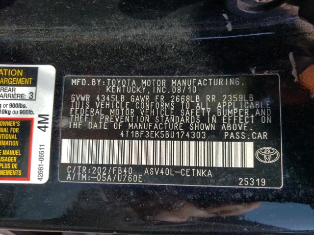 Photo 9 VIN: 4T1BF3EK5BU174303 - TOYOTA CAMRY BASE 