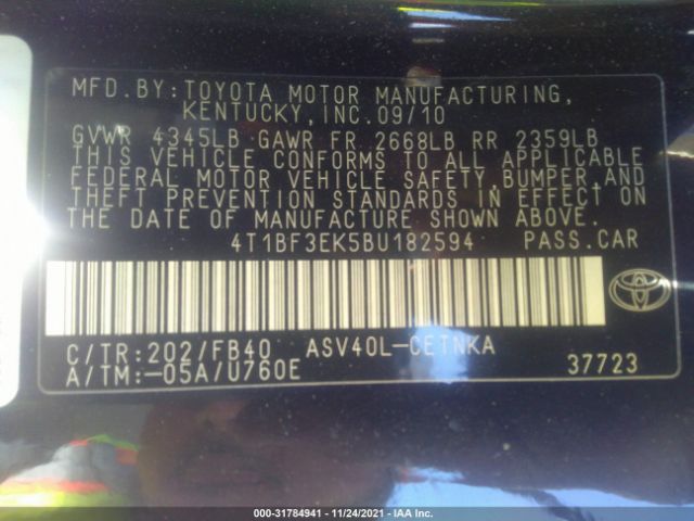 Photo 8 VIN: 4T1BF3EK5BU182594 - TOYOTA CAMRY 