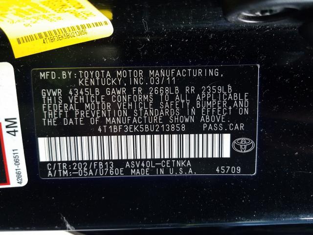 Photo 9 VIN: 4T1BF3EK5BU213858 - TOYOTA CAMRY BASE 