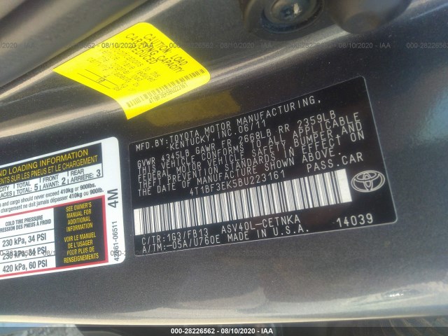 Photo 8 VIN: 4T1BF3EK5BU223161 - TOYOTA CAMRY 