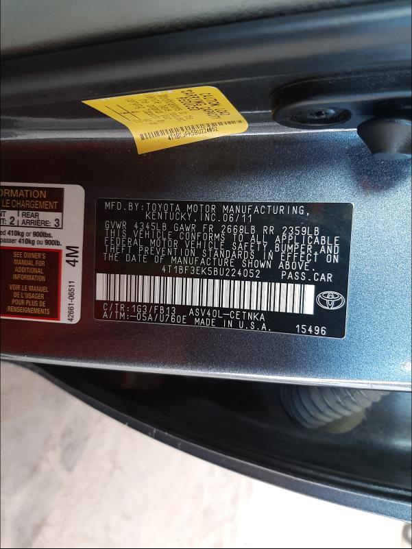 Photo 9 VIN: 4T1BF3EK5BU224052 - TOYOTA CAMRY BASE 