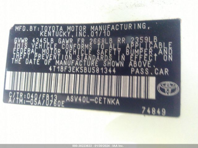 Photo 8 VIN: 4T1BF3EK5BU581344 - TOYOTA CAMRY 