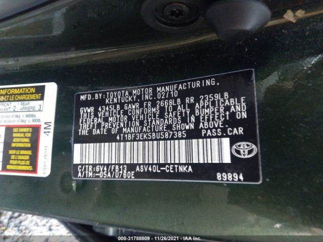 Photo 8 VIN: 4T1BF3EK5BU587385 - TOYOTA CAMRY 