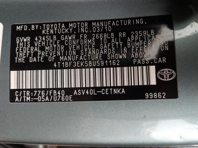 Photo 9 VIN: 4T1BF3EK5BU591162 - TOYOTA CAMRY LE A 