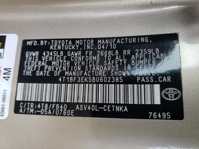 Photo 9 VIN: 4T1BF3EK5BU602385 - TOYOTA CAMRY BASE 