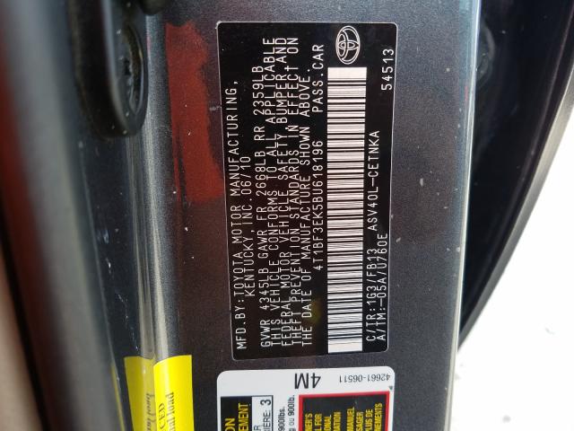 Photo 9 VIN: 4T1BF3EK5BU618196 - TOYOTA CAMRY BASE 