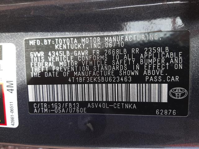 Photo 9 VIN: 4T1BF3EK5BU623463 - TOYOTA CAMRY BASE 