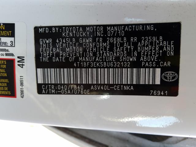 Photo 9 VIN: 4T1BF3EK5BU632132 - TOYOTA CAMRY BASE 