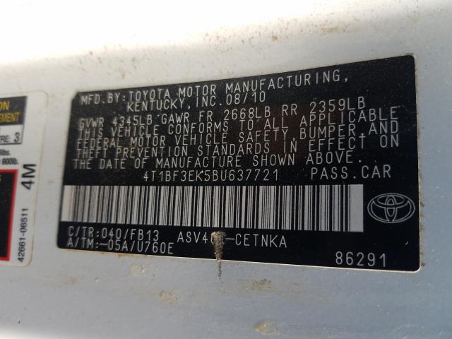 Photo 9 VIN: 4T1BF3EK5BU637721 - TOYOTA CAMRY BASE 