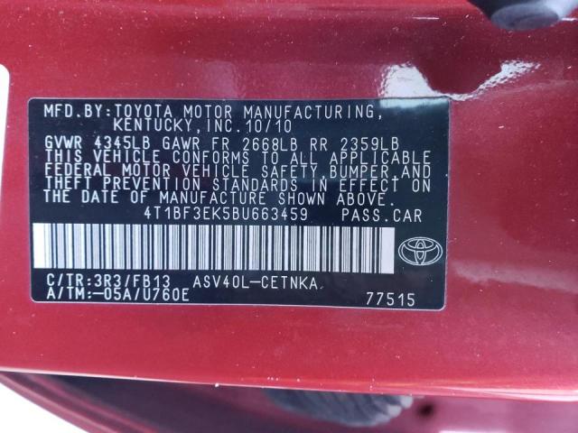 Photo 9 VIN: 4T1BF3EK5BU663459 - TOYOTA CAMRY 