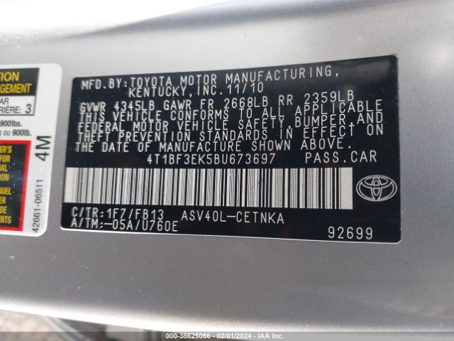 Photo 8 VIN: 4T1BF3EK5BU673697 - TOYOTA CAMRY 