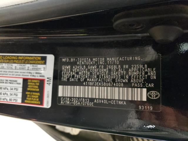 Photo 9 VIN: 4T1BF3EK5BU674008 - TOYOTA CAMRY BASE 