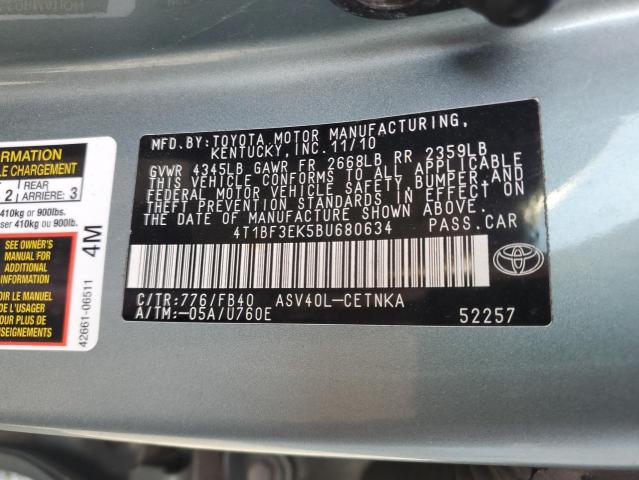 Photo 11 VIN: 4T1BF3EK5BU680634 - TOYOTA CAMRY BASE 