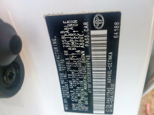 Photo 9 VIN: 4T1BF3EK5BU688748 - TOYOTA CAMRY BASE 