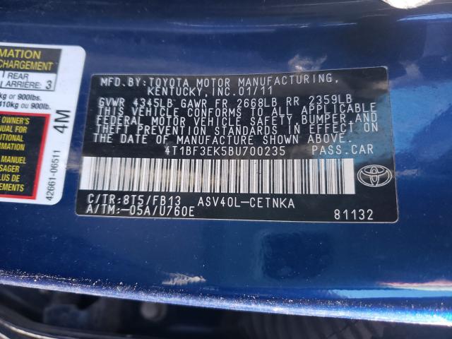 Photo 9 VIN: 4T1BF3EK5BU700235 - TOYOTA CAMRY BASE 