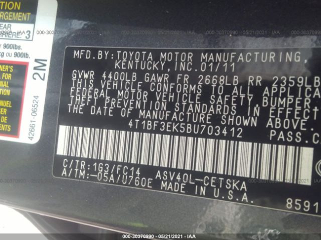 Photo 8 VIN: 4T1BF3EK5BU703412 - TOYOTA CAMRY 