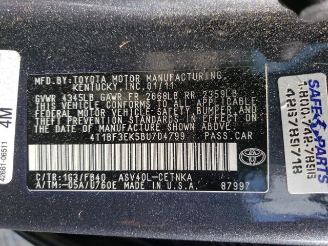 Photo 9 VIN: 4T1BF3EK5BU704799 - TOYOTA CAMRY BASE 