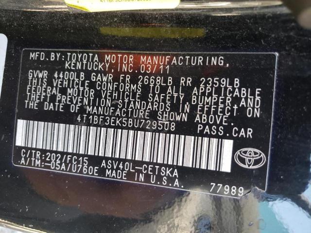 Photo 9 VIN: 4T1BF3EK5BU729508 - TOYOTA CAMRY BASE 