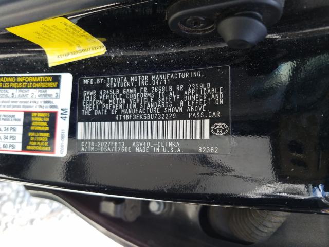 Photo 9 VIN: 4T1BF3EK5BU732229 - TOYOTA CAMRY BASE 