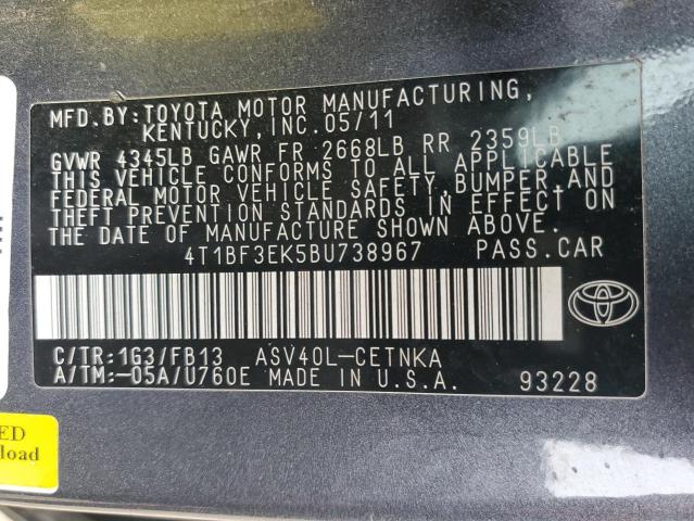 Photo 11 VIN: 4T1BF3EK5BU738967 - TOYOTA CAMRY BASE 