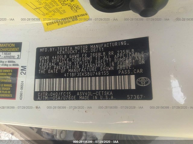 Photo 8 VIN: 4T1BF3EK5BU748155 - TOYOTA CAMRY 