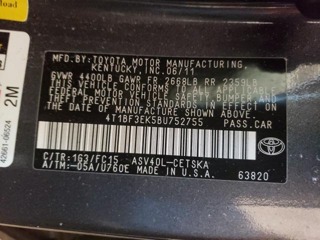 Photo 9 VIN: 4T1BF3EK5BU752755 - TOYOTA CAMRY BASE 